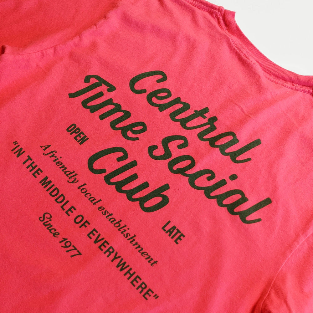 Preorder: Giltee Central Time Script Heavyweight Long Sleeve Tee - Washed Red