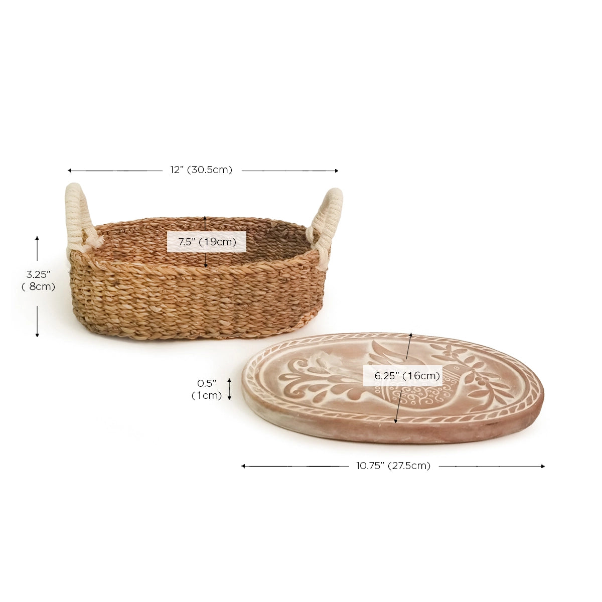 Handmade Bread Warmer & Wicker Basket - Bird Oval