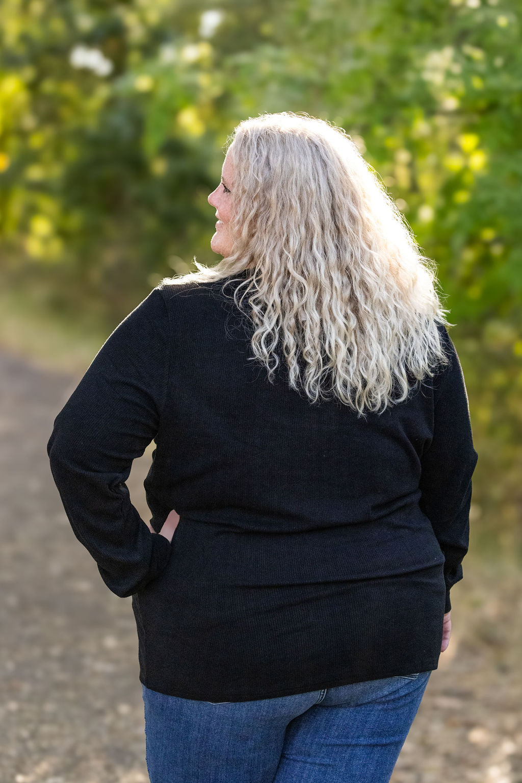 IN STOCK Brielle Henley Ribbed Long Sleeve - Black