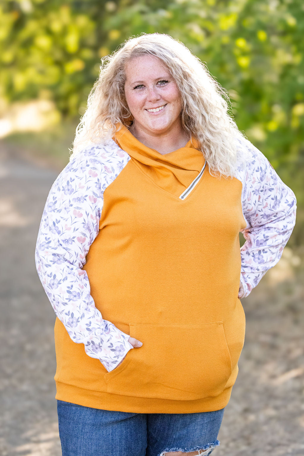 IN STOCK Zoey ZipCowl - Mustard and Harvest Floral