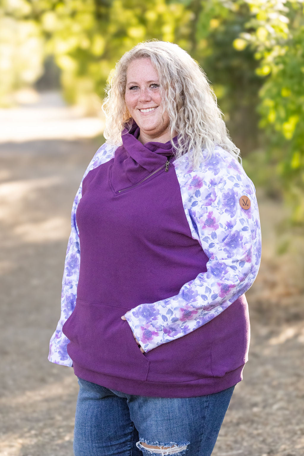 IN STOCK Zoey ZipCowl - Plum and Purple Floral