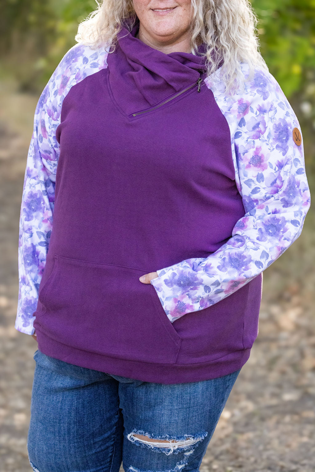 IN STOCK Zoey ZipCowl - Plum and Purple Floral