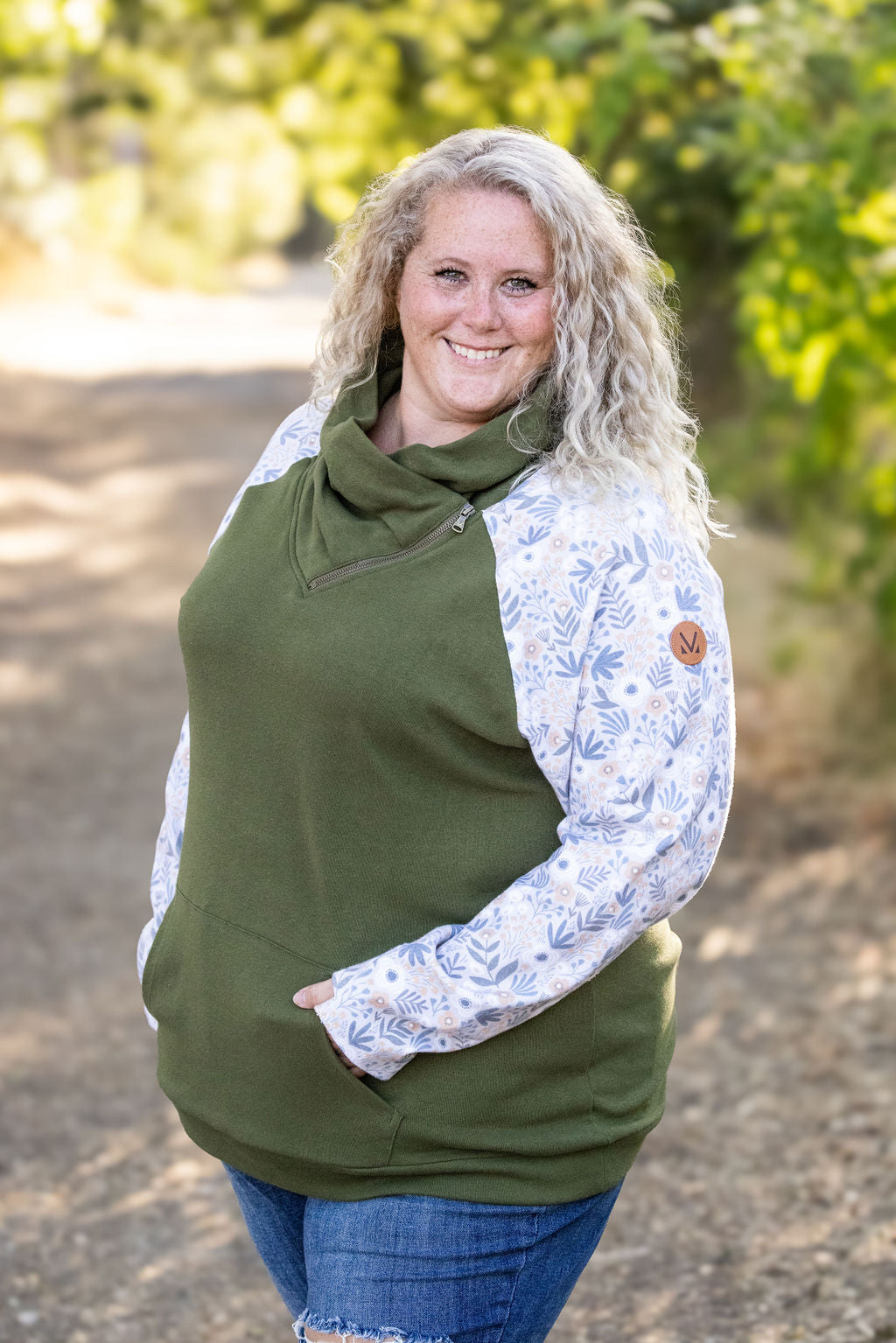 IN STOCK Zoey ZipCowl - Olive and Boho Floral