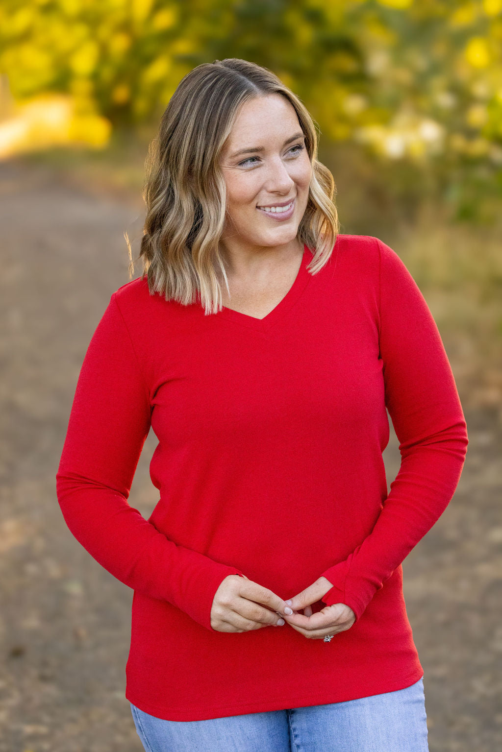 IN STOCK Leah Long Sleeve Top - Red