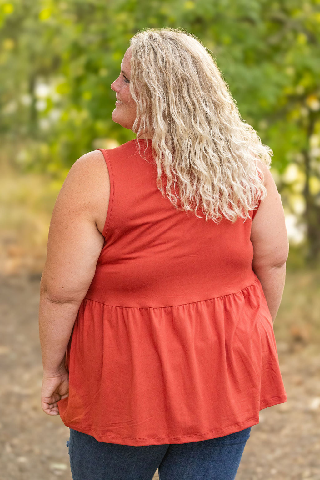 IN STOCK Renee Ruffle Tank - Brick