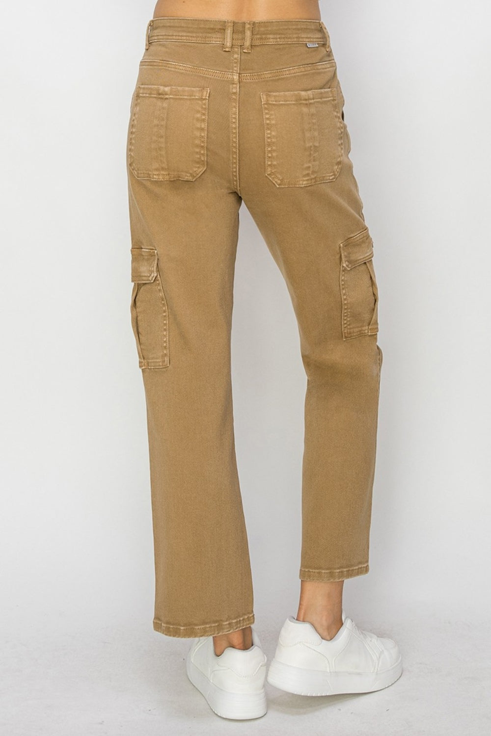 Risen Full Size High Rise Cargo Jeans in Mocha