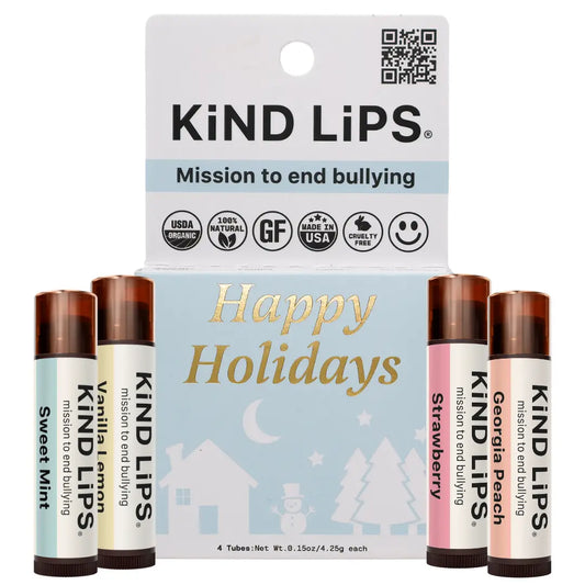 Kind Lips Holiday Stocking Stuffer Variety 4 Pack Organic Lip Balm