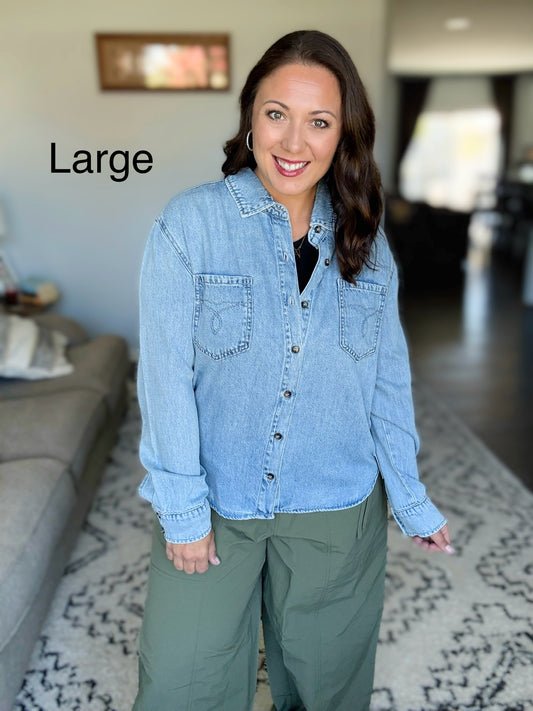 Judy Blue Essential Denim Button Down Shirt