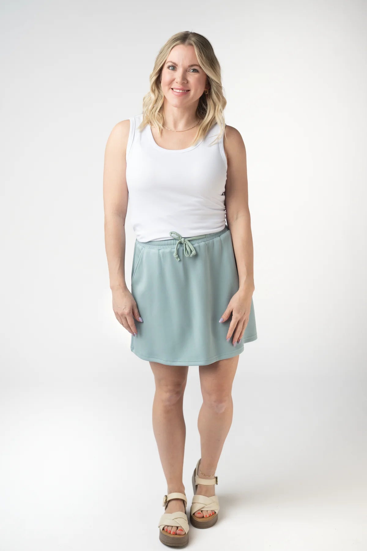 Michelle Mae Serena Luxe Skort -Sea Salt