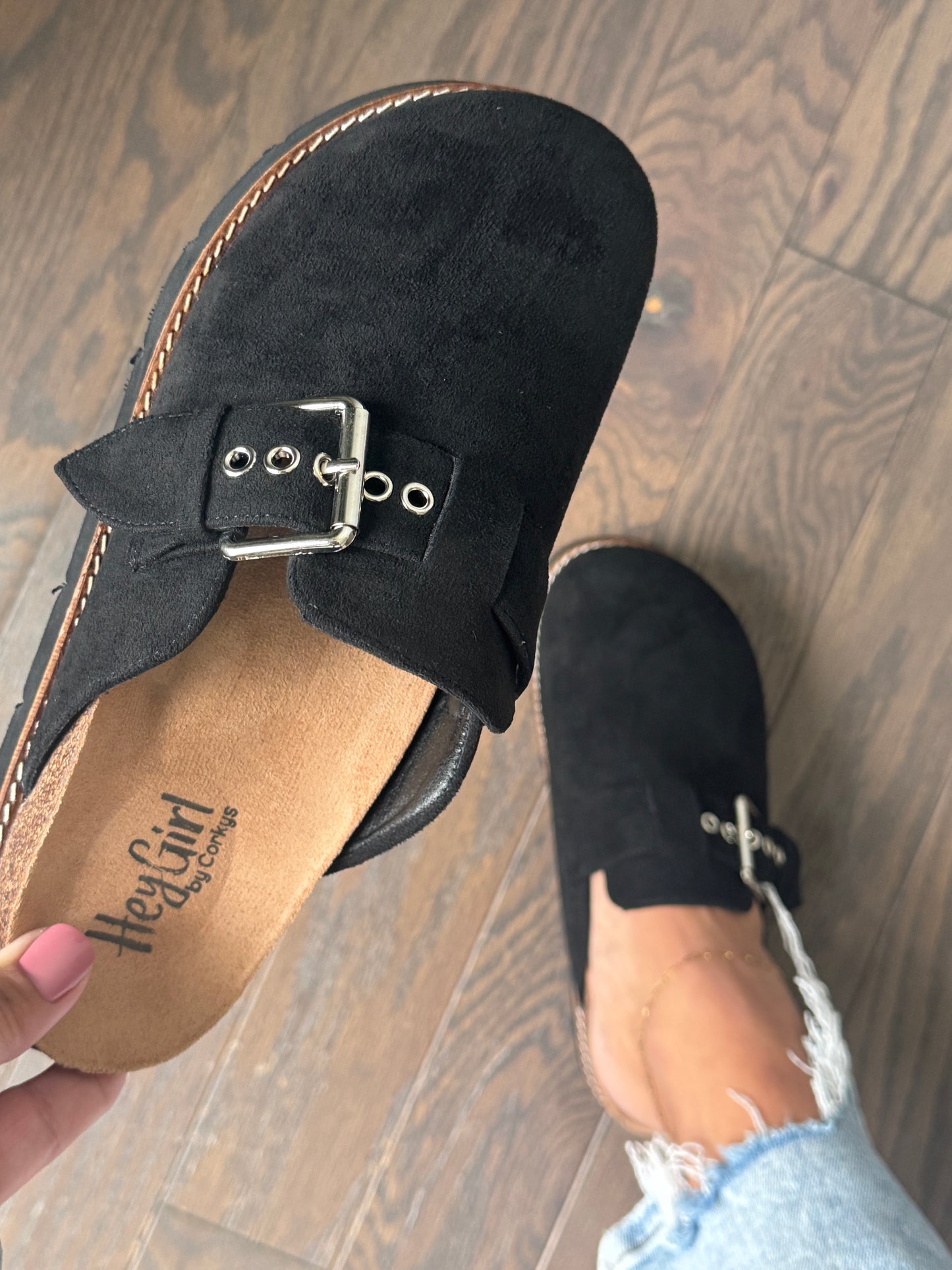 Corky's Black Vegan Suede Day Dream Clog Shoes in Black