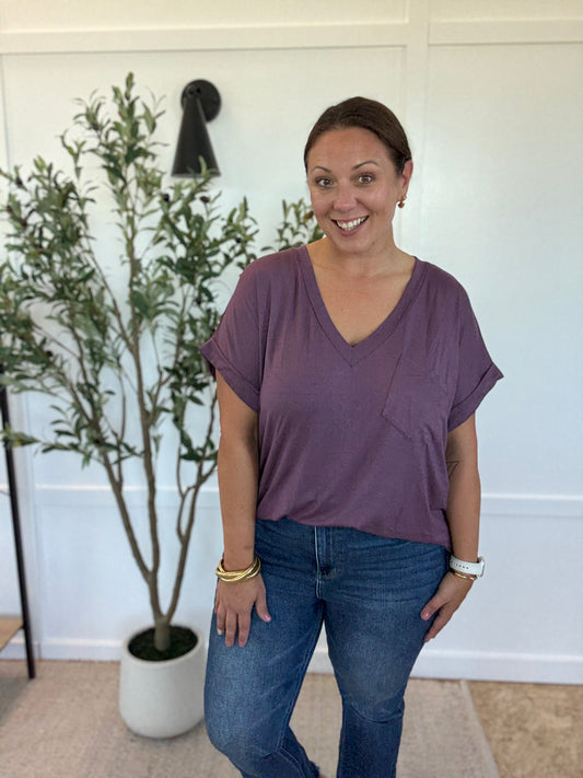 Michelle Mae Sierra Pocket Top - Plum