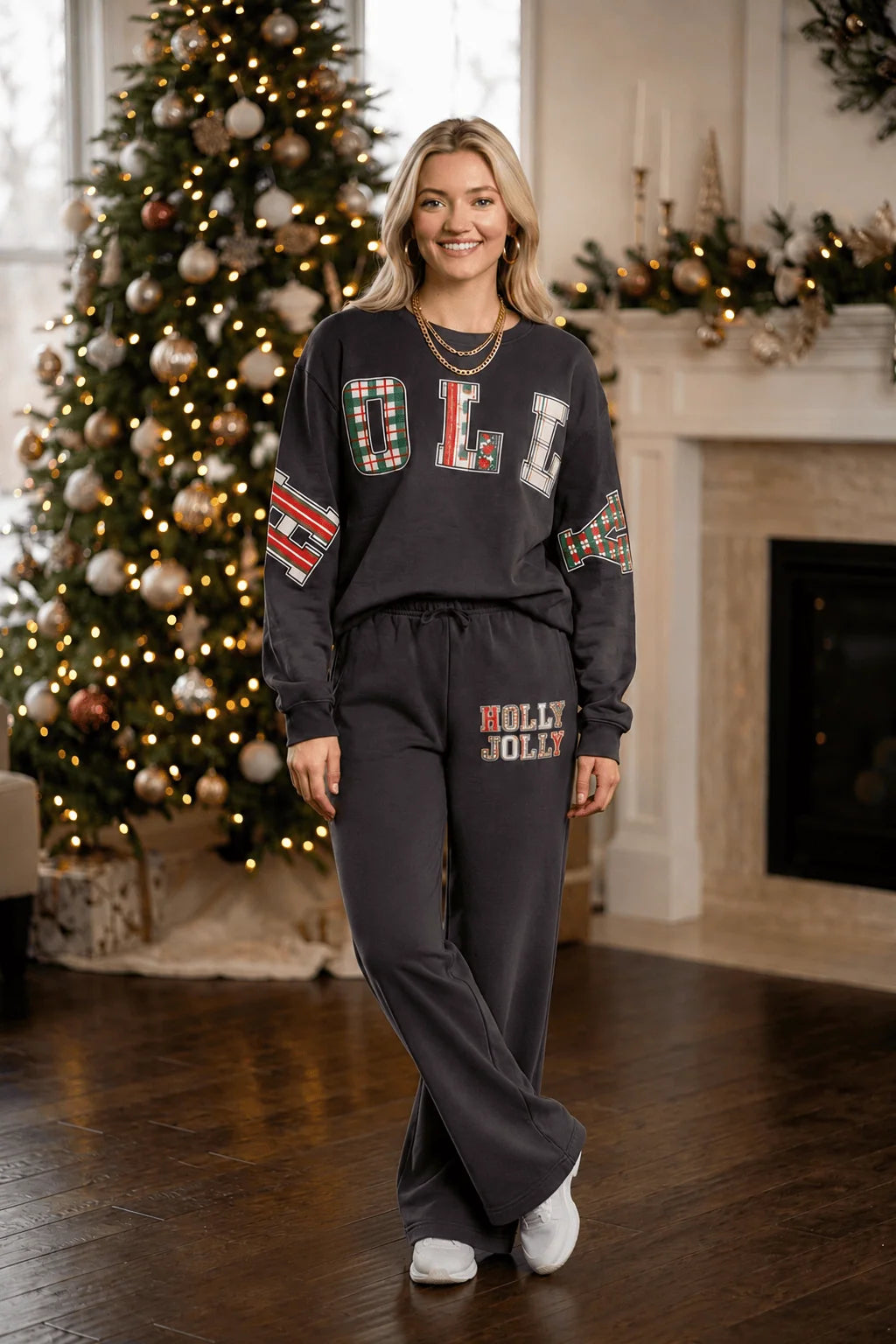 PREORDER Holly Jolly Patch Charcoal Sweatshirt