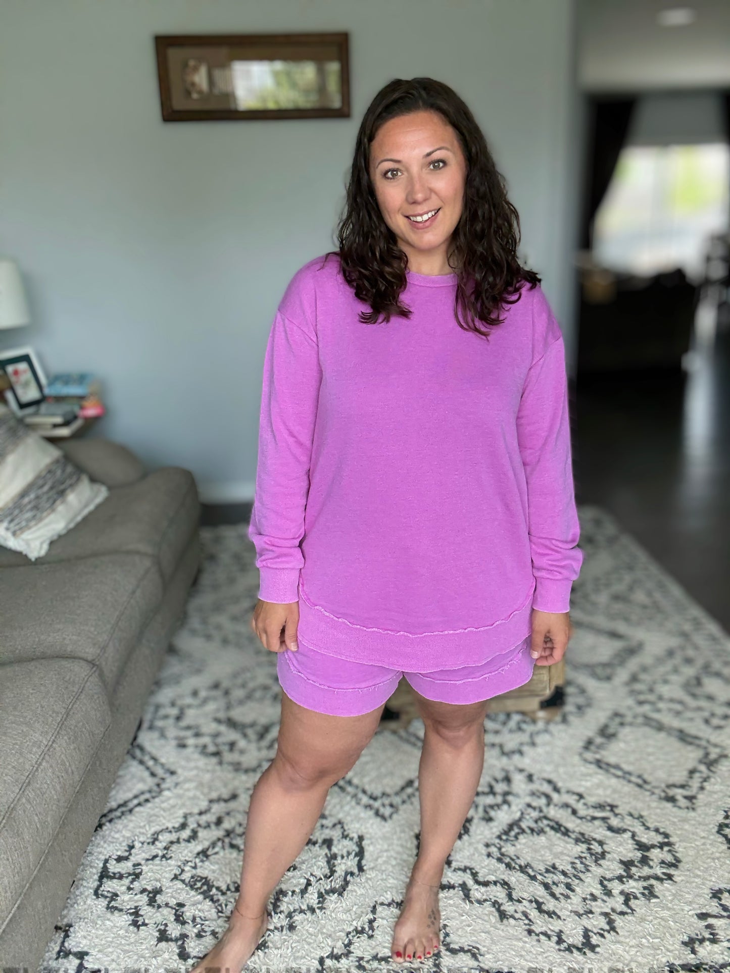 IN STOCK Vintage Wash Pullover - Vivid Orchid