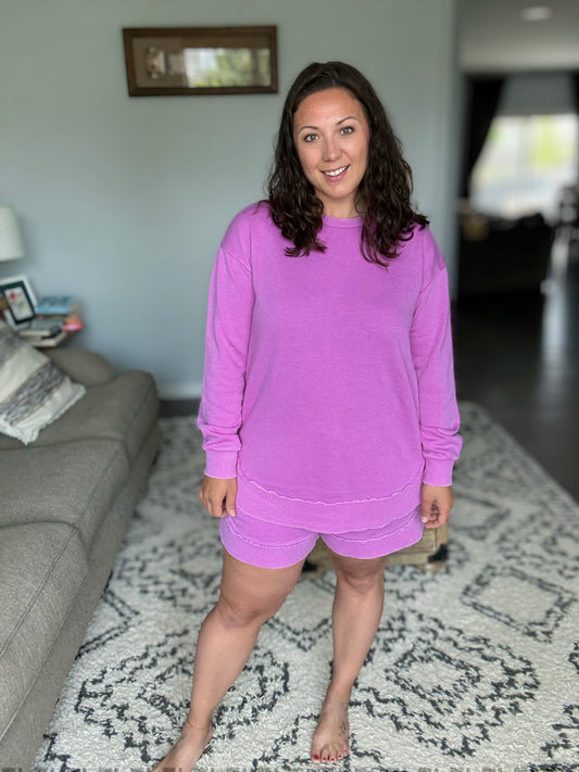 IN STOCK Vintage Wash Pullover - Vivid Orchid