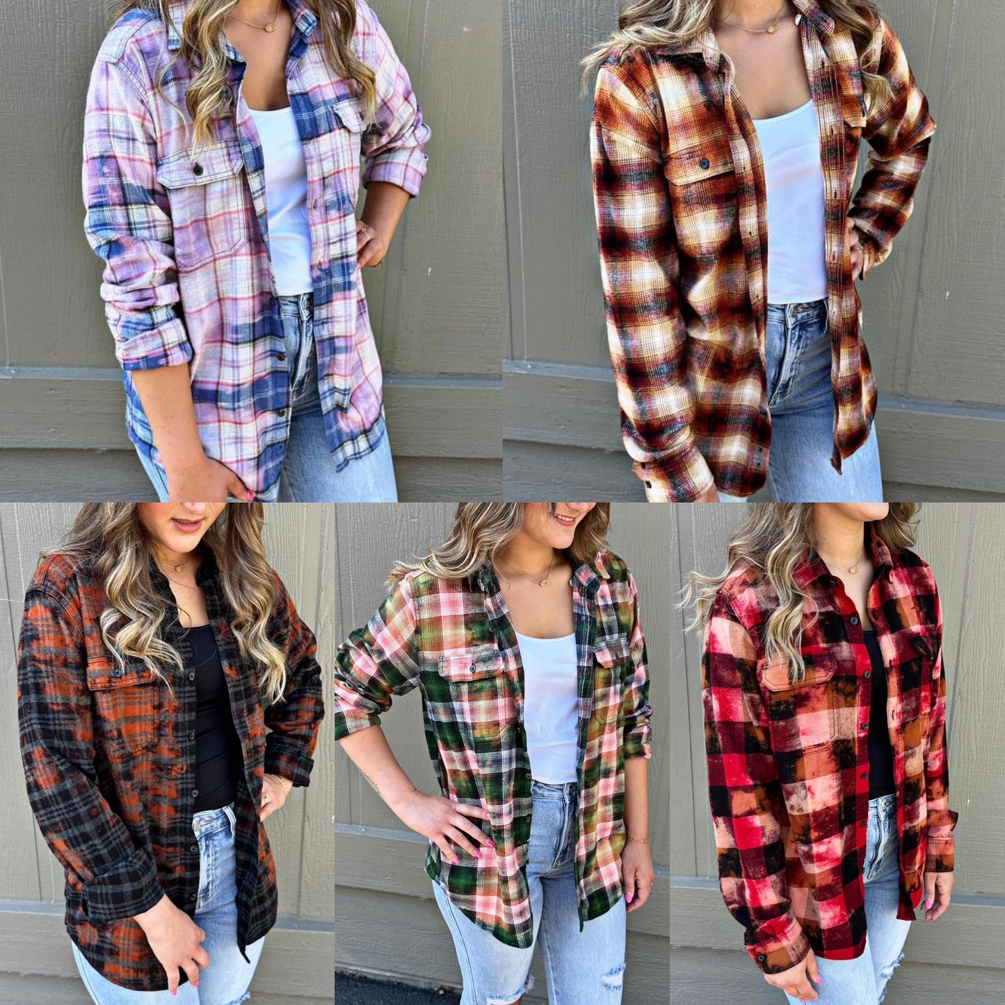 Bleach Distressed Flannels