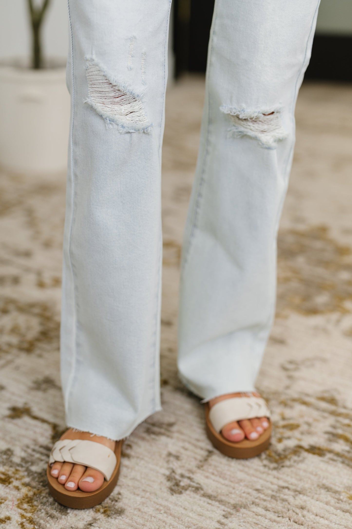 Alyse Mid Rise Destroy & Raw Hem Ultra Light Bootcut