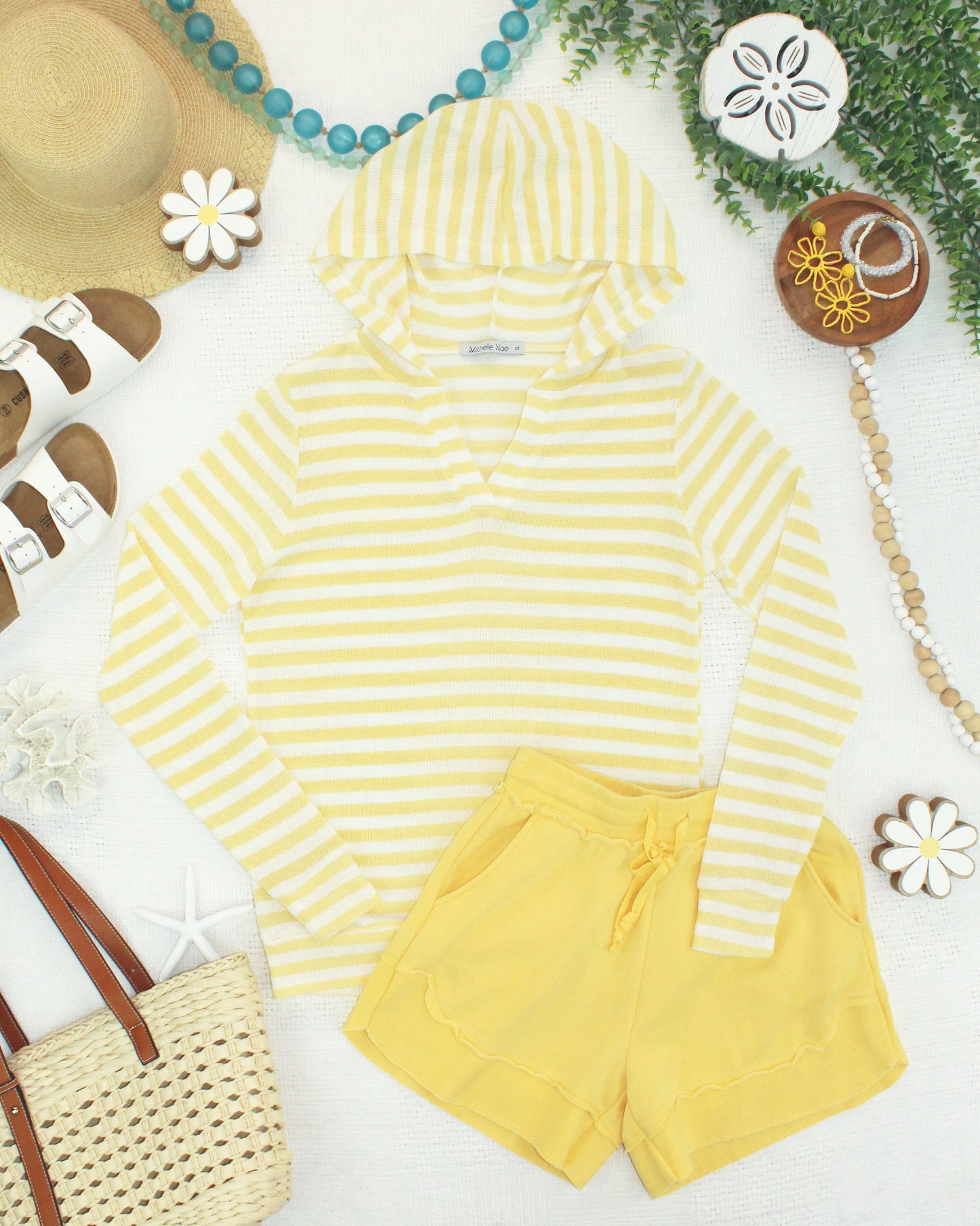 Michelle Mae Amelia Striped Hoodie - Lemon