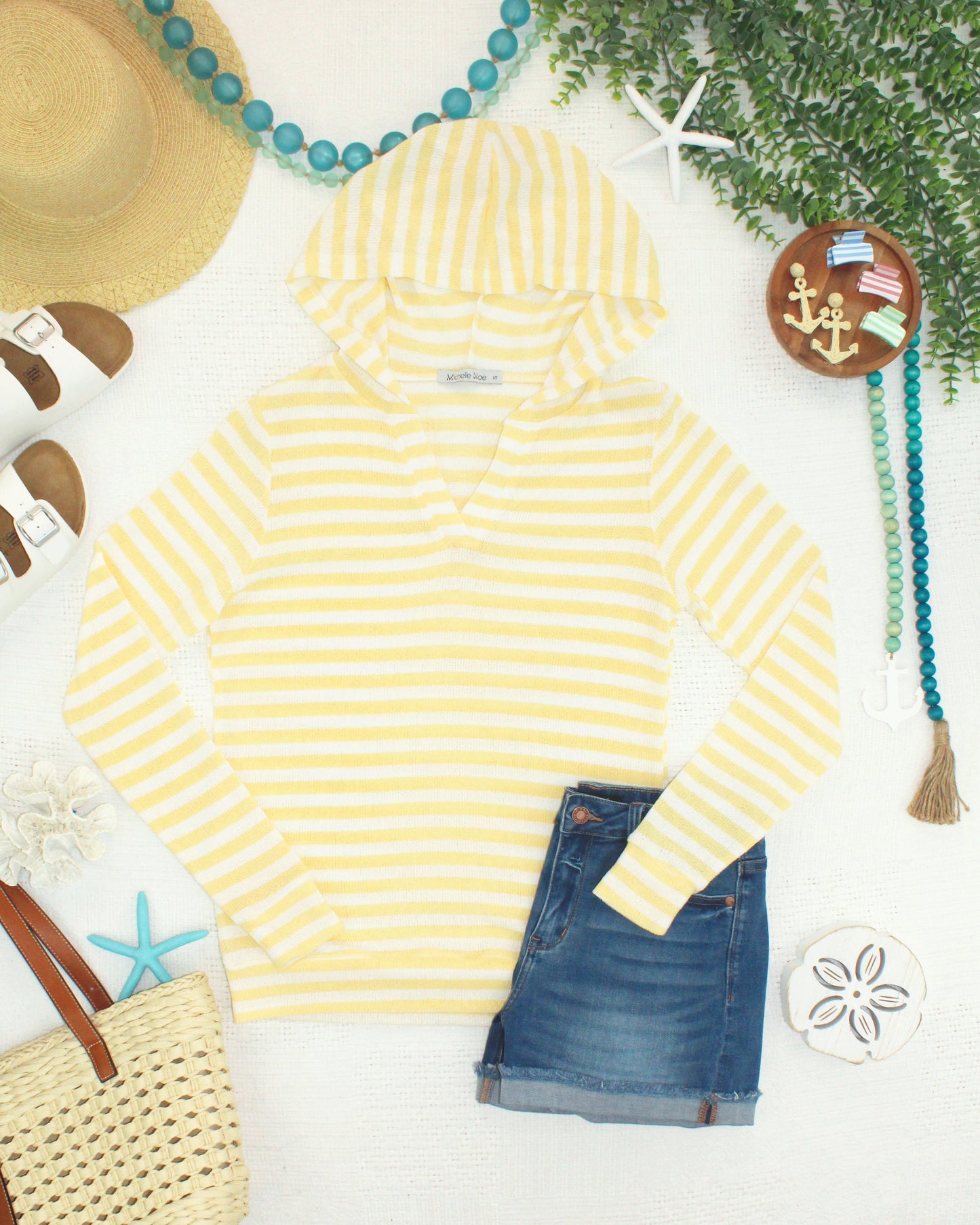 Michelle Mae Amelia Striped Hoodie - Lemon