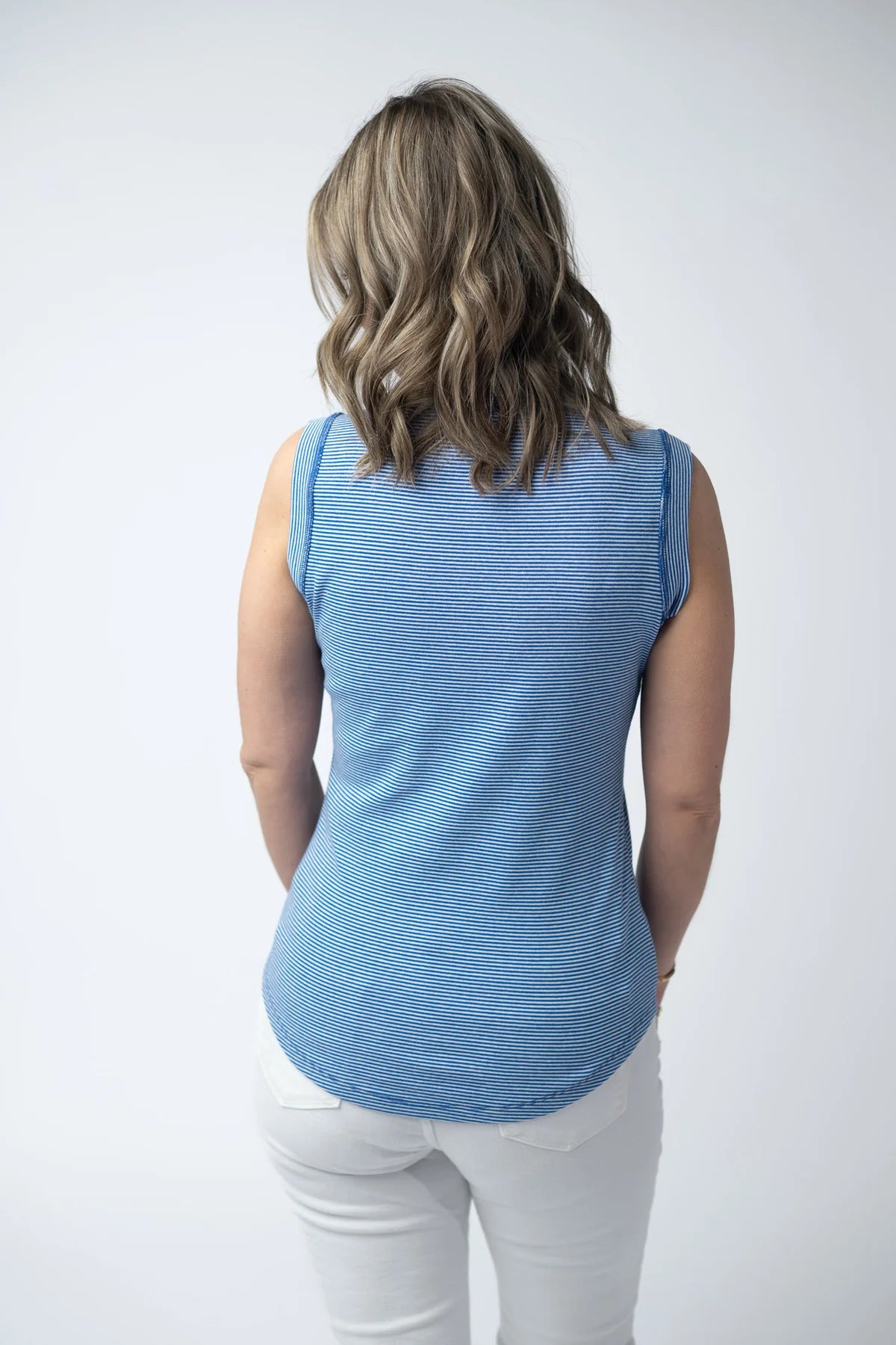 Michelle Mae Morgan Micro Striped Tank - Blue