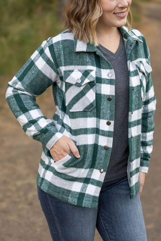 IN STOCK Norah Plaid Shacket - Grey and Green Mix (ships mid-August)