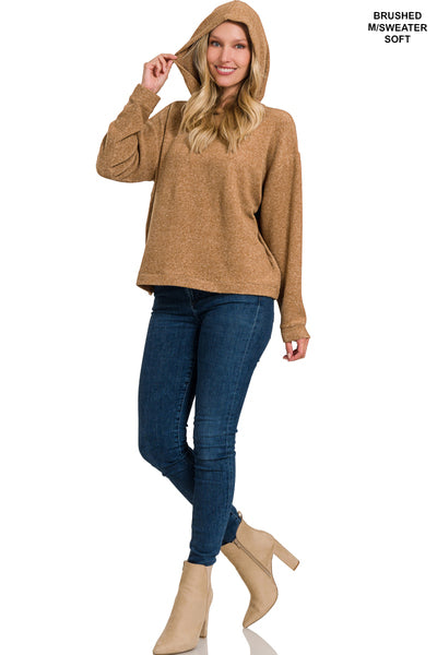 Doorbuster: Hooded Melange Brushed Hacci Sweater in 3 colors