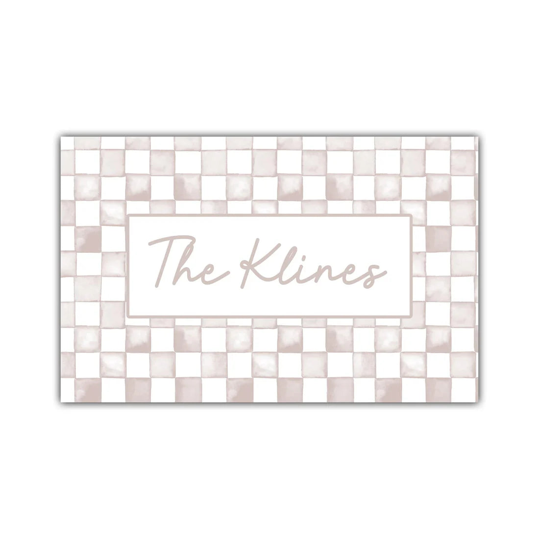 Preorder: Personalized Watercolor Check Print Door Mat (5 Colors)