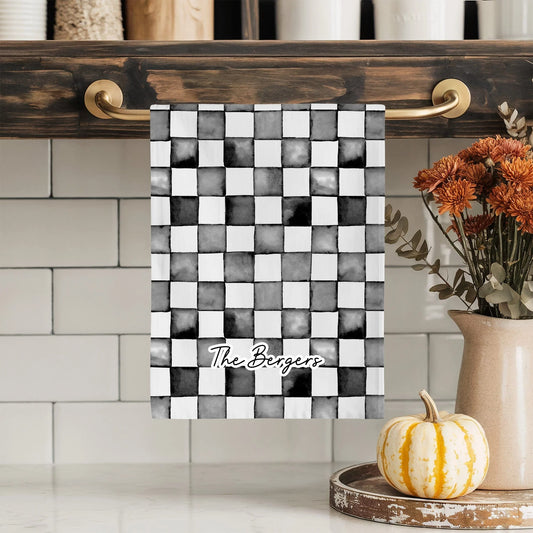 Preorder: Personalized Watercolor Check Tea Towels (5 Colors)