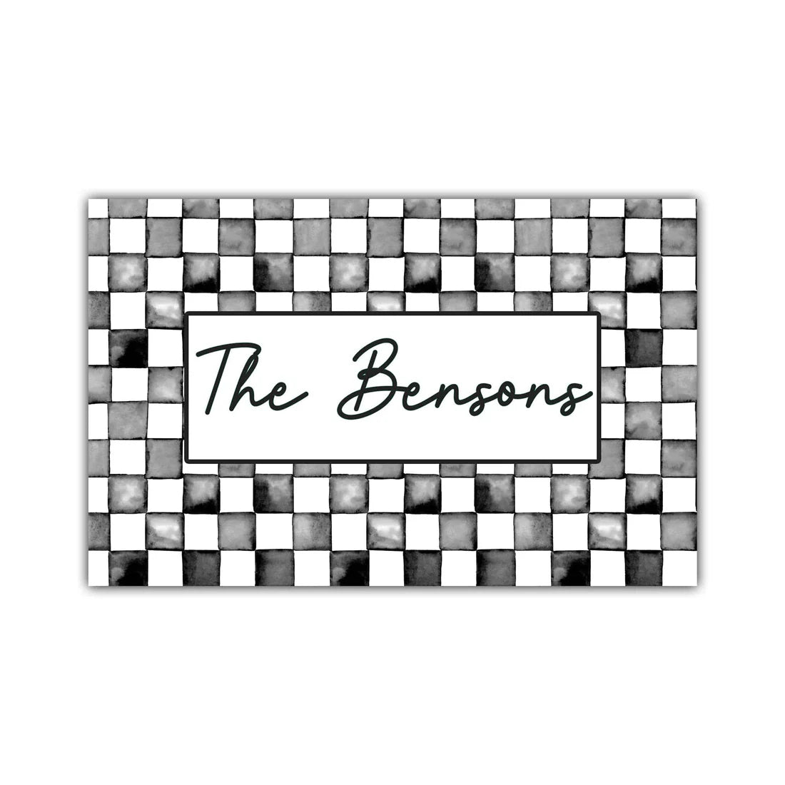 Preorder: Personalized Watercolor Check Print Door Mat (5 Colors)