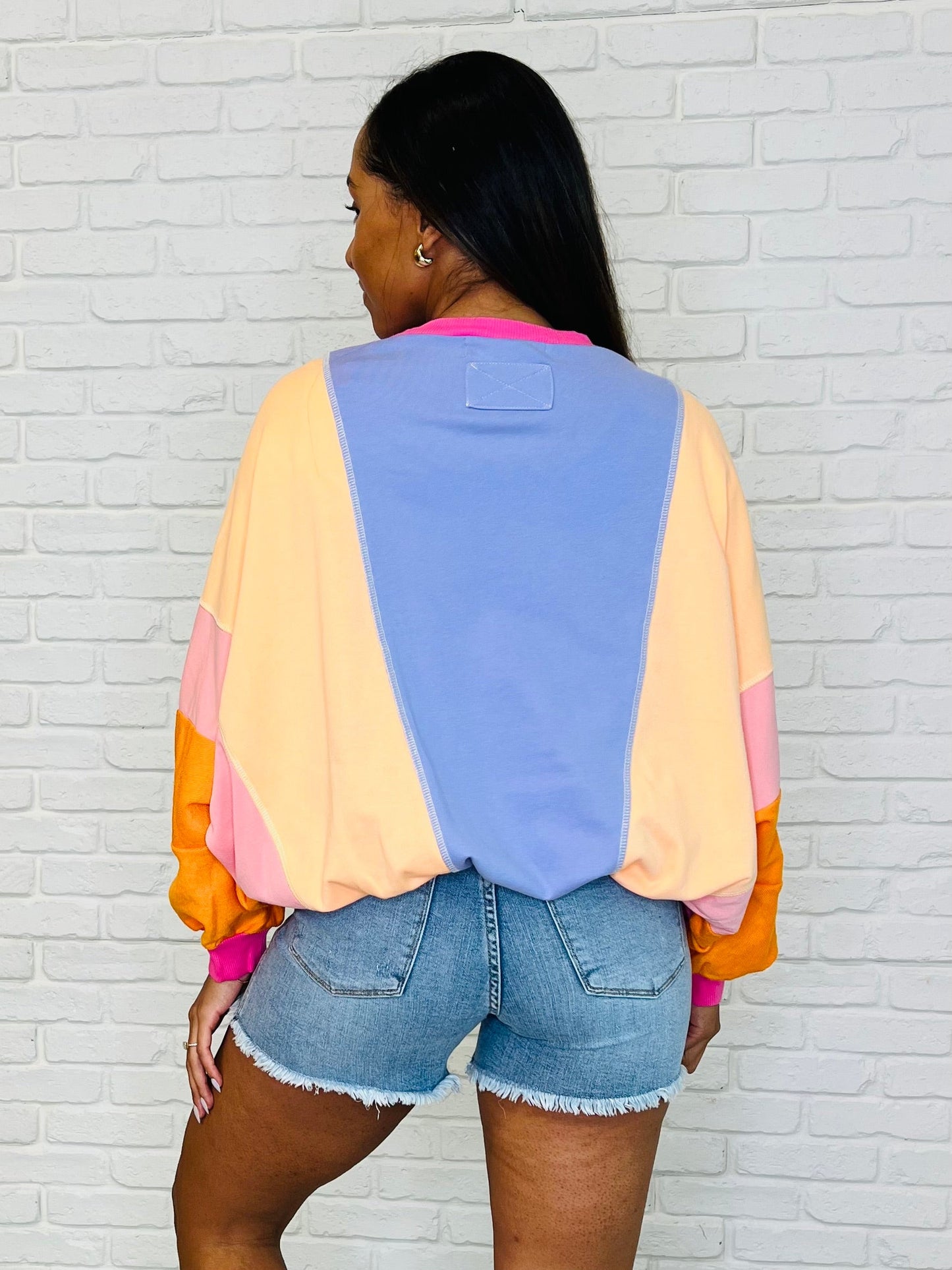 Blockbuster Color Block Pullover in Muted