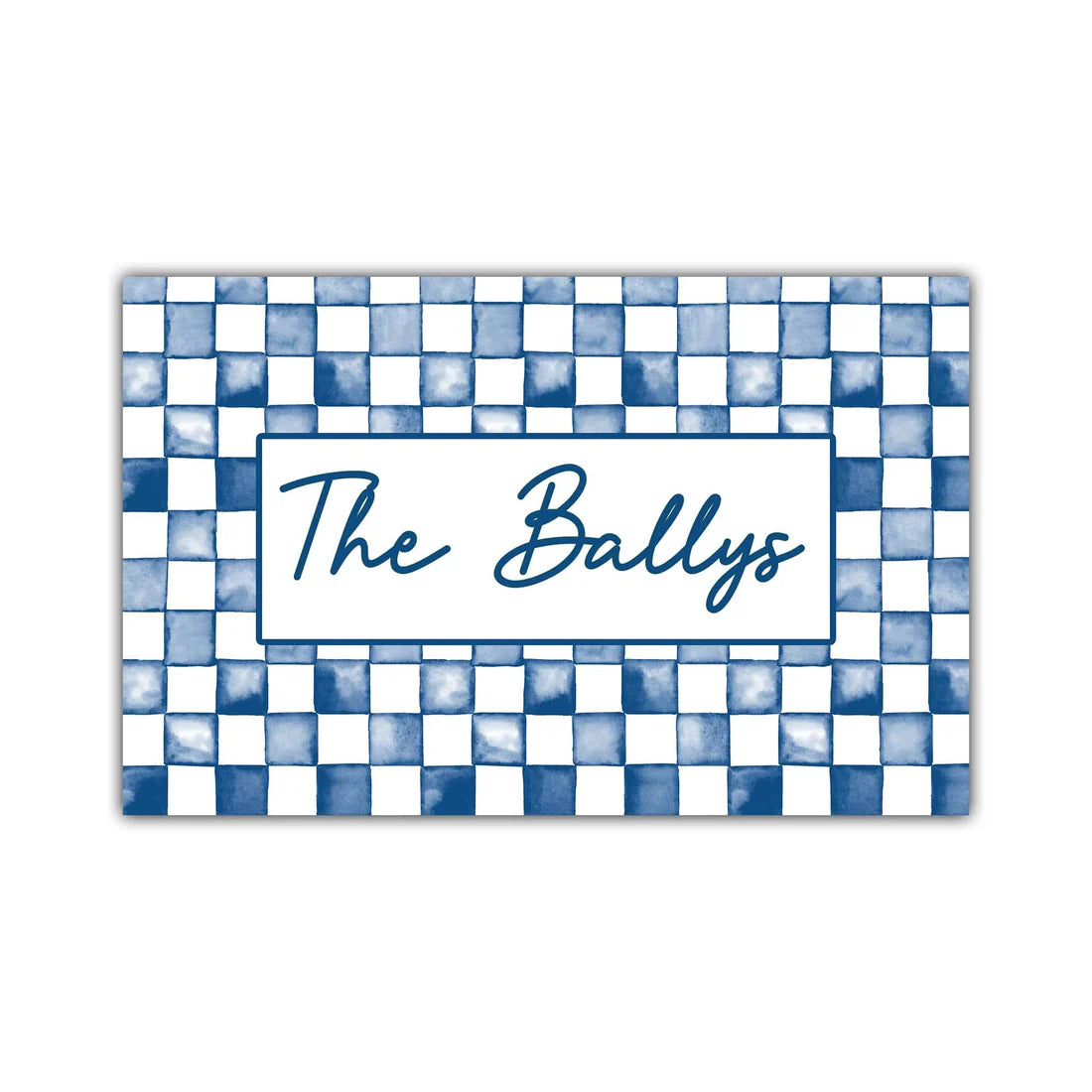 Preorder: Personalized Watercolor Check Print Door Mat (5 Colors)