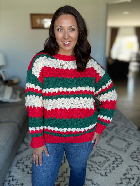 Michelle Mae Christmas Stripes Sweater