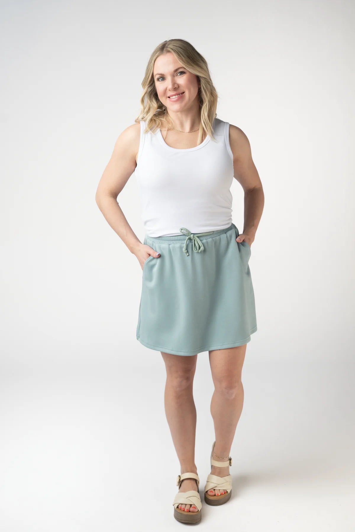 Michelle Mae Serena Luxe Skort -Sea Salt