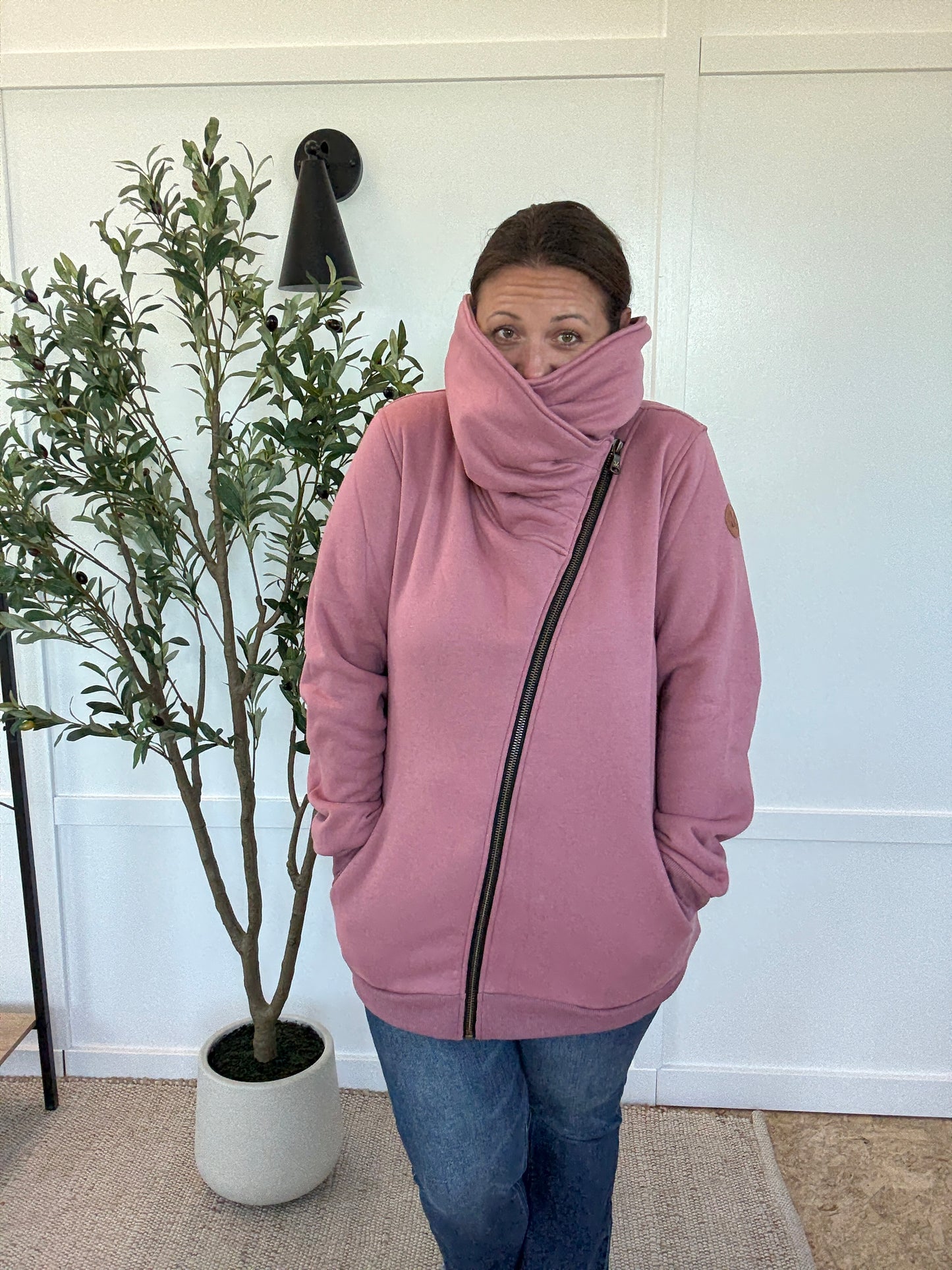 Michelle Mae Quinn ZipUp Cowl - Mulberry