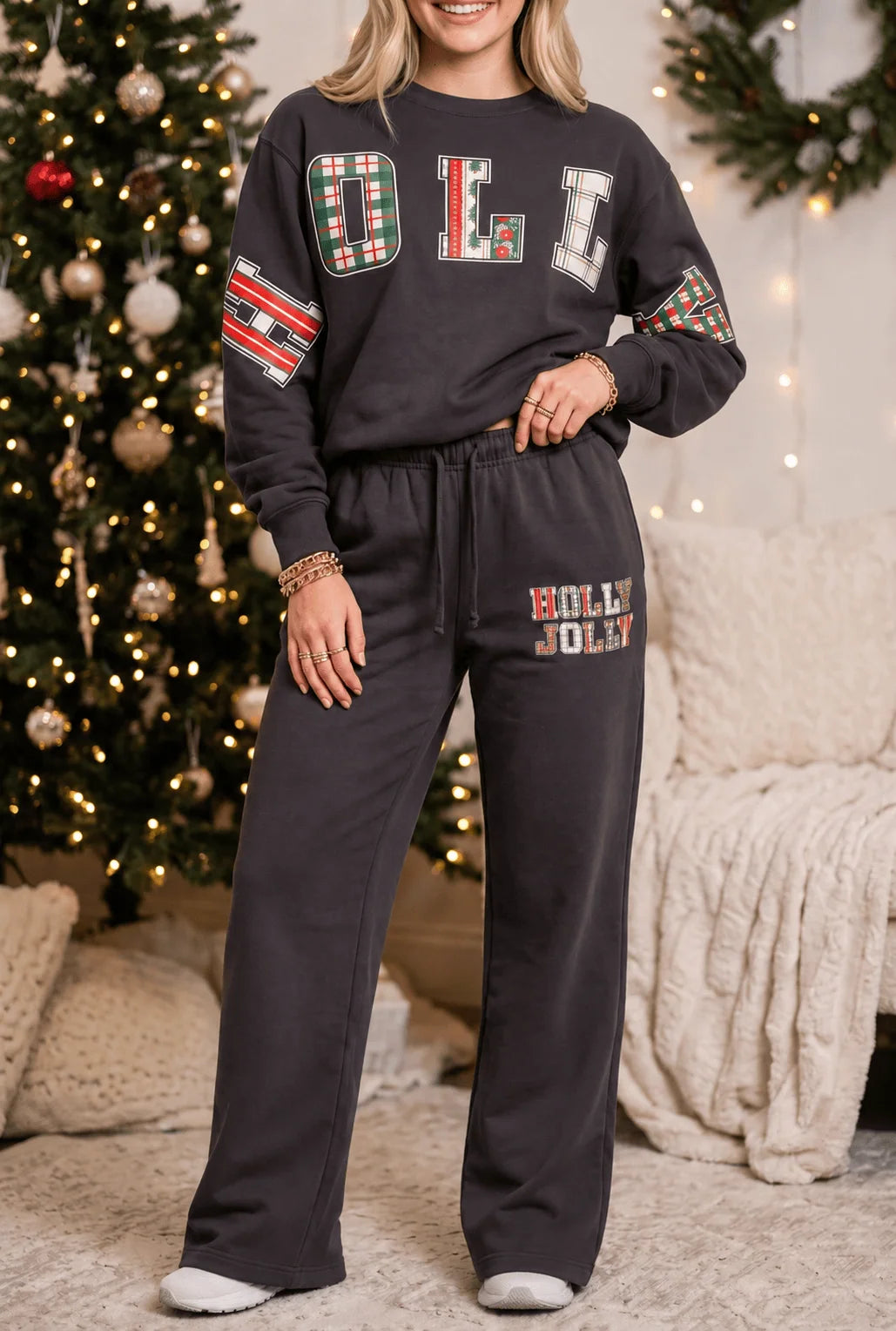 PREORDER Holly Jolly Patch Charcoal Sweatshirt