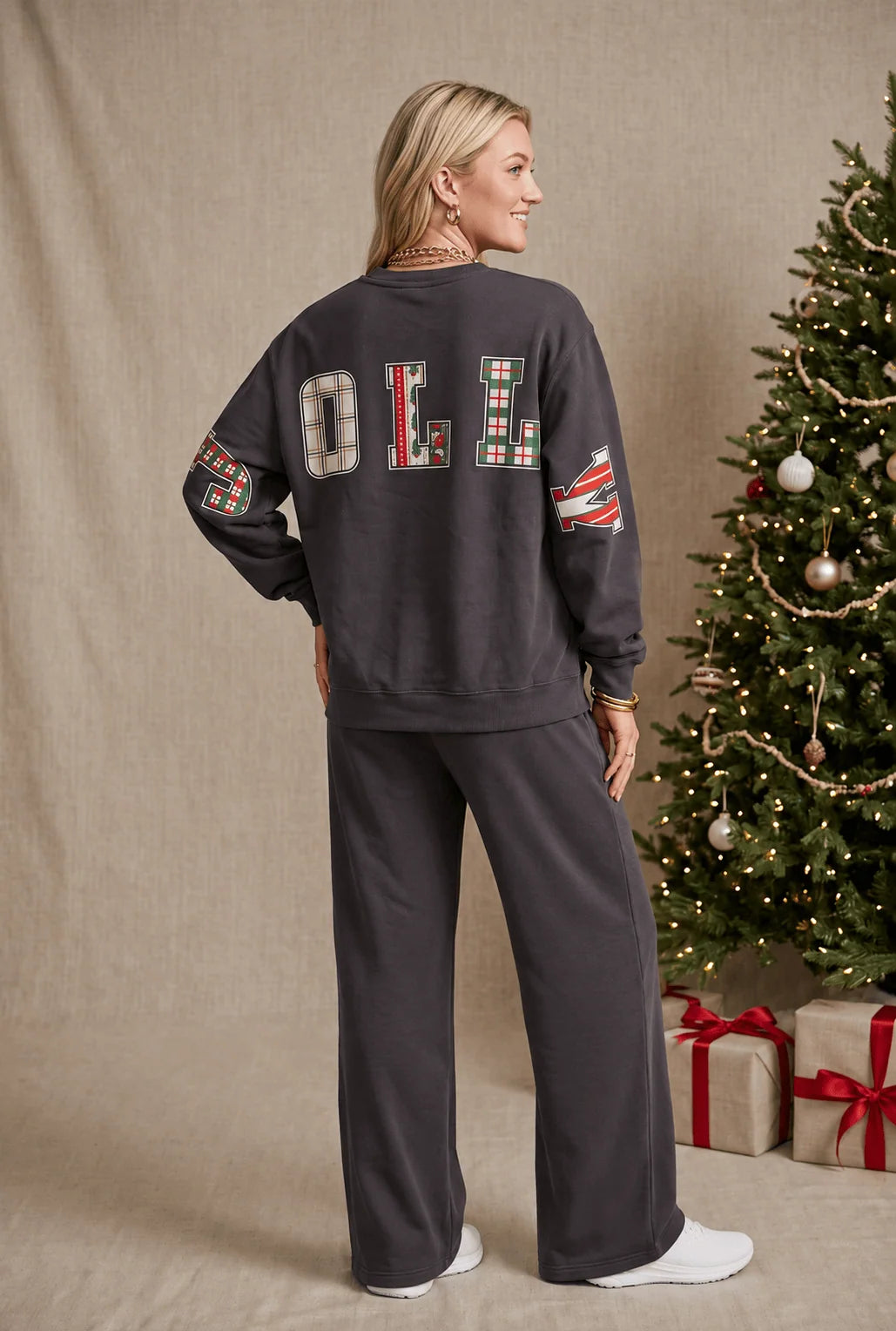 PREORDER Holly Jolly Patch Charcoal Sweatpants