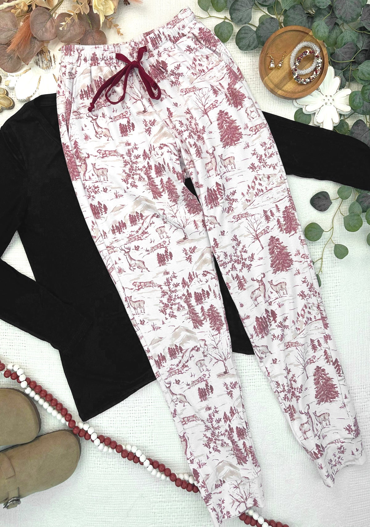 Michelle Mae Joggers -  Cranberry Woodland