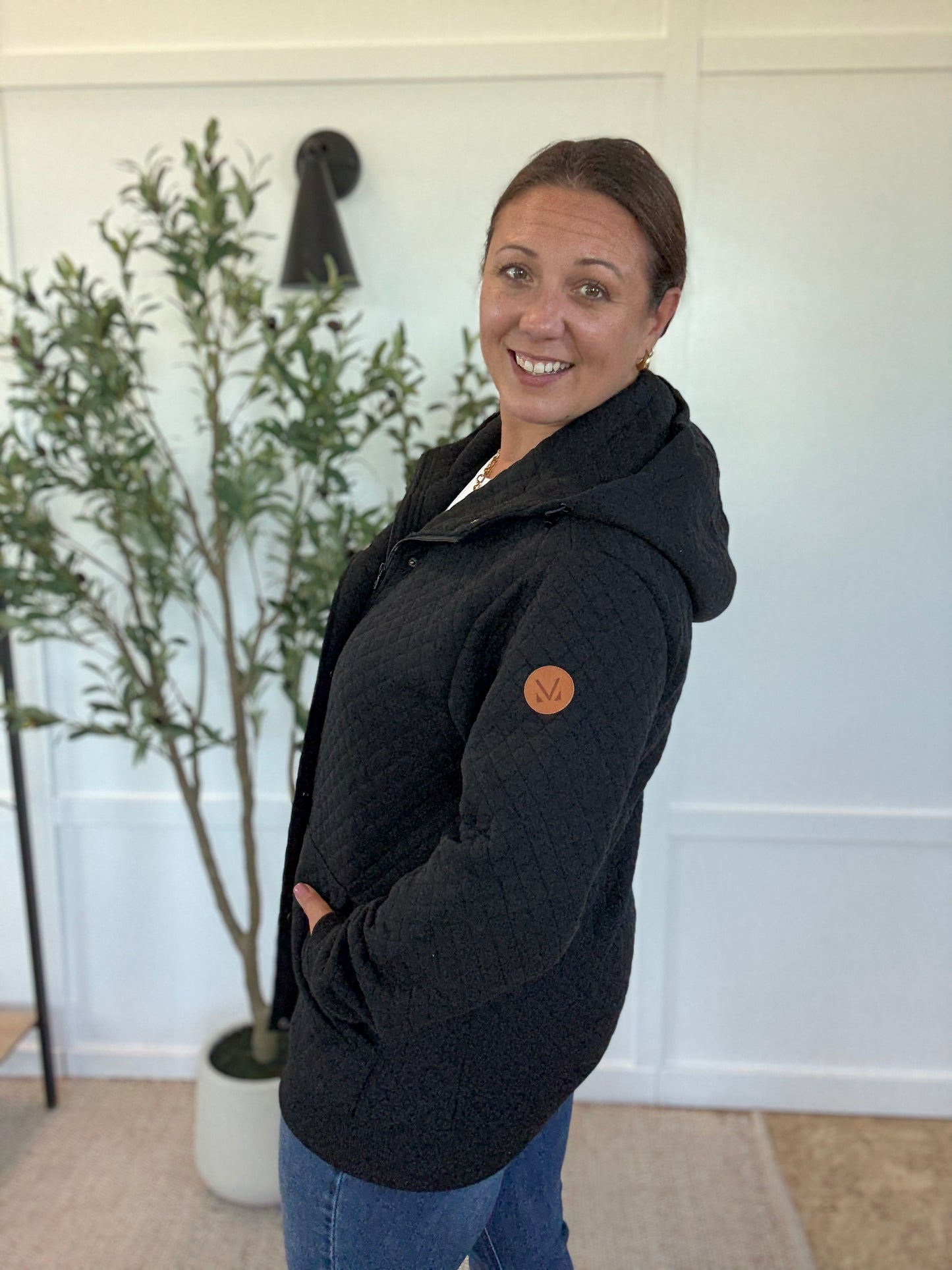 Michelle Mae Kyla Zipper Snap Jacket - Black