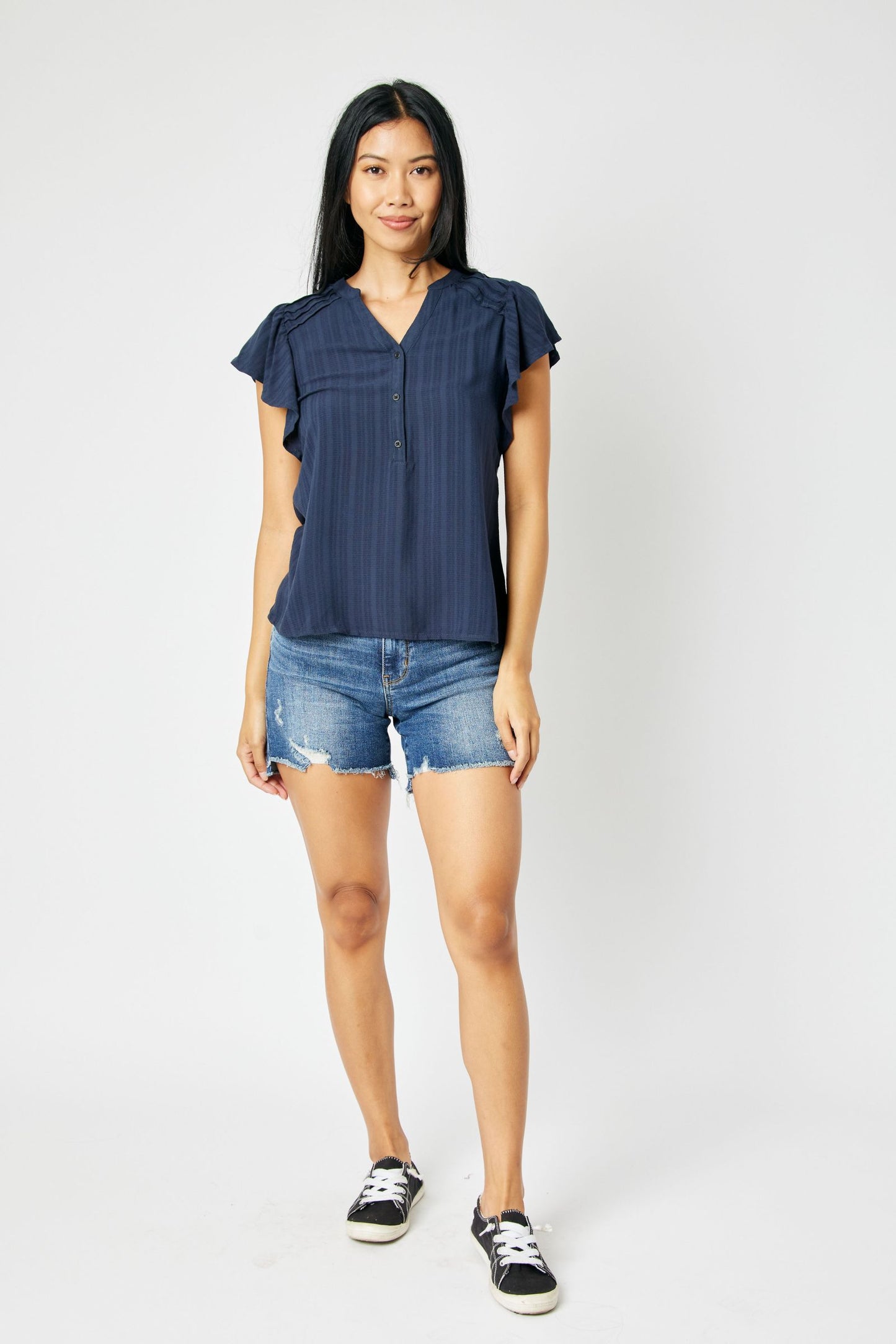 Hallie Hi-Lo Mid-Rise Judy Blue Destroyed Shorts