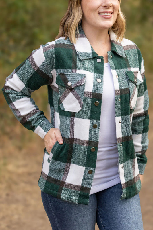 IN STOCK Norah Plaid Shacket - Evergreen and White (ships mid-August)