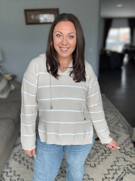 Michelle Mae Maddie Striped Hoodie - Natural