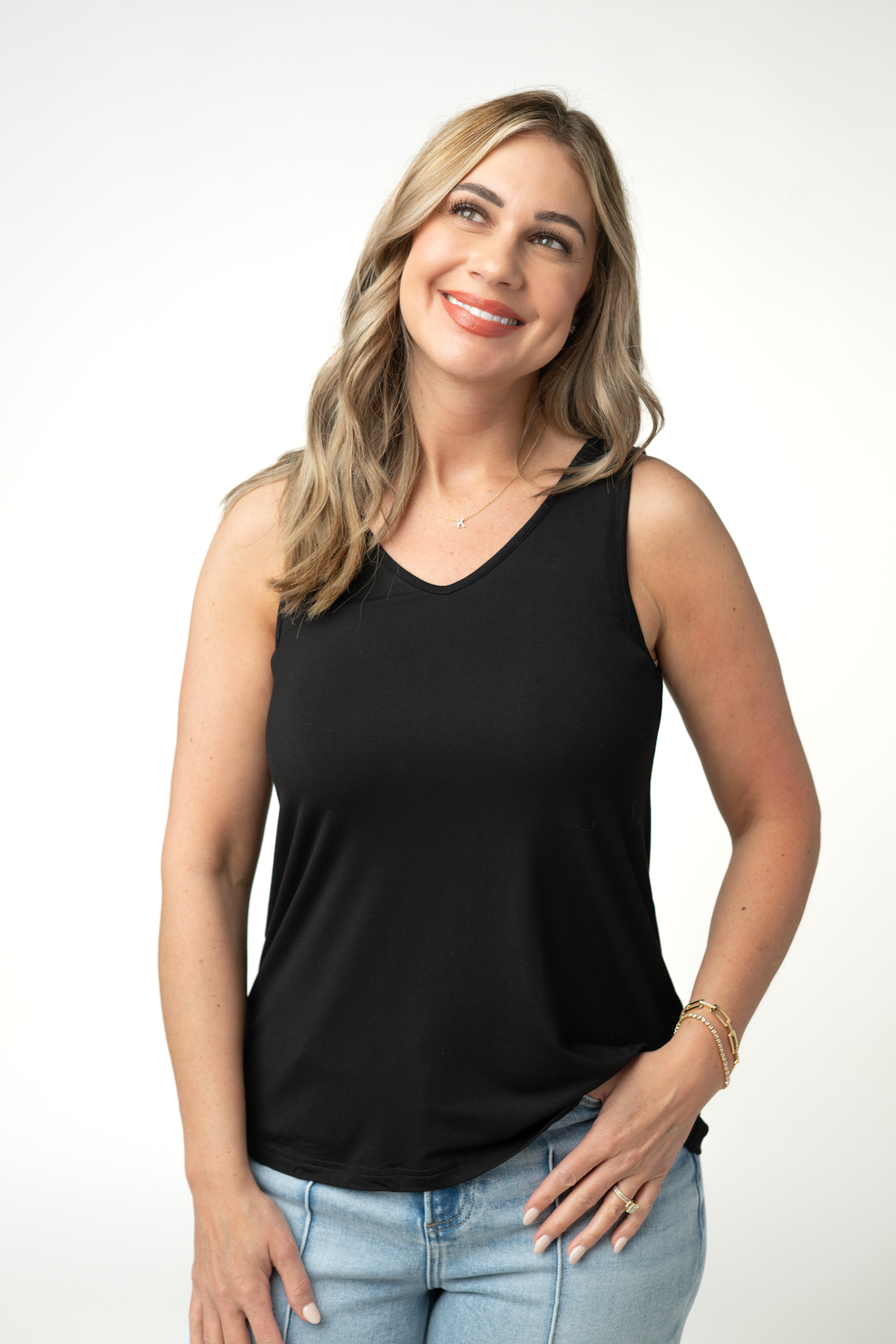 Michelle Mae Vera V Neck Tank - Black