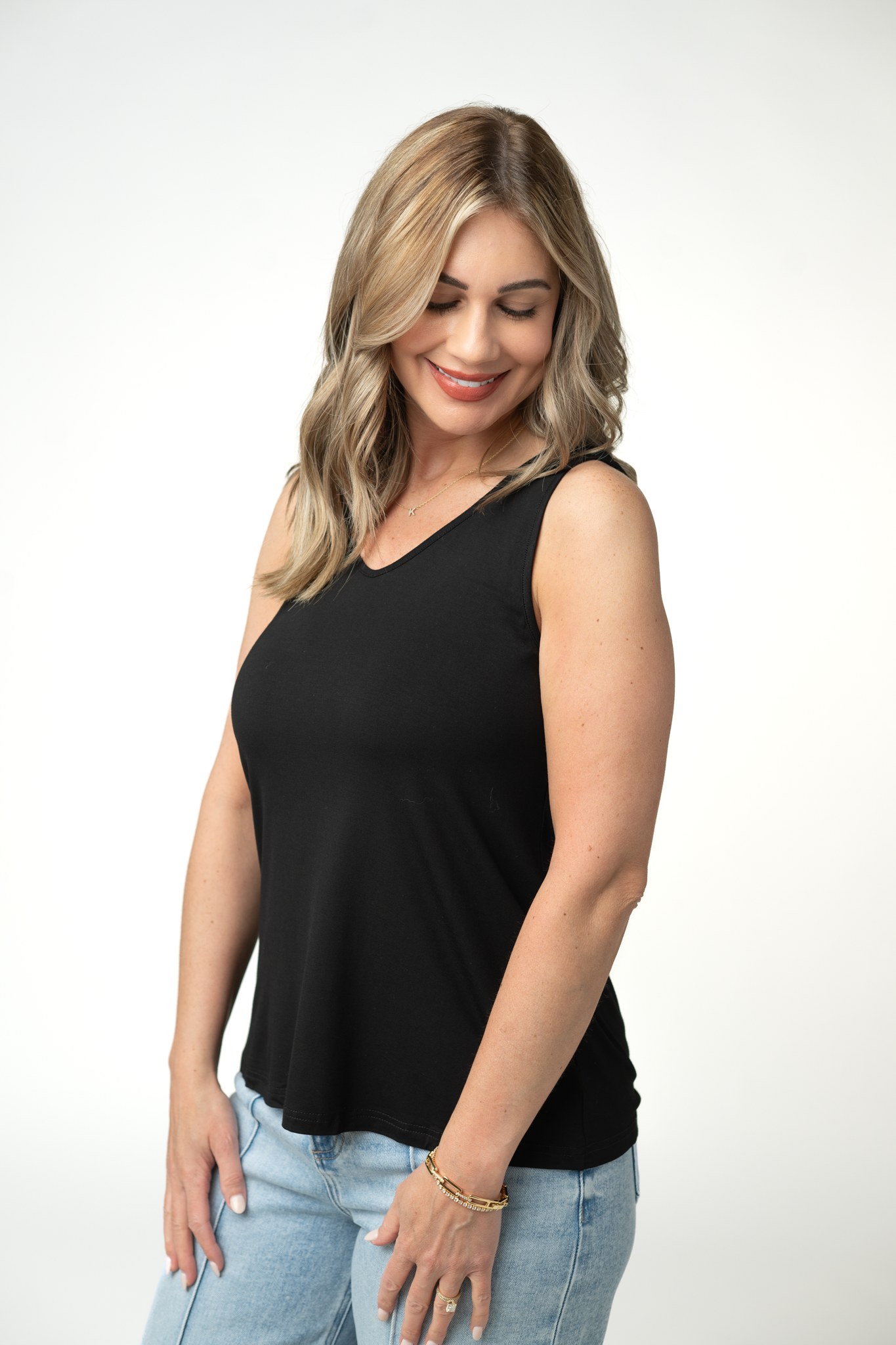 Michelle Mae Vera V Neck Tank - Black