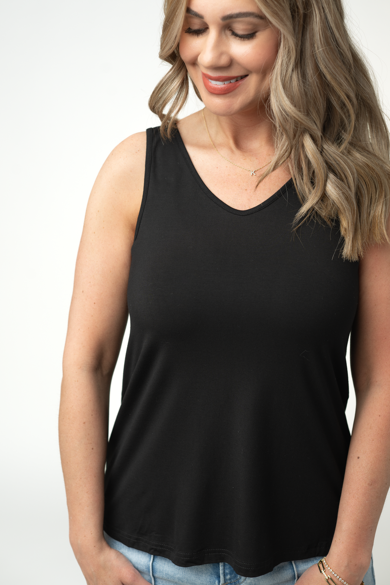 Michelle Mae Vera V Neck Tank - Black