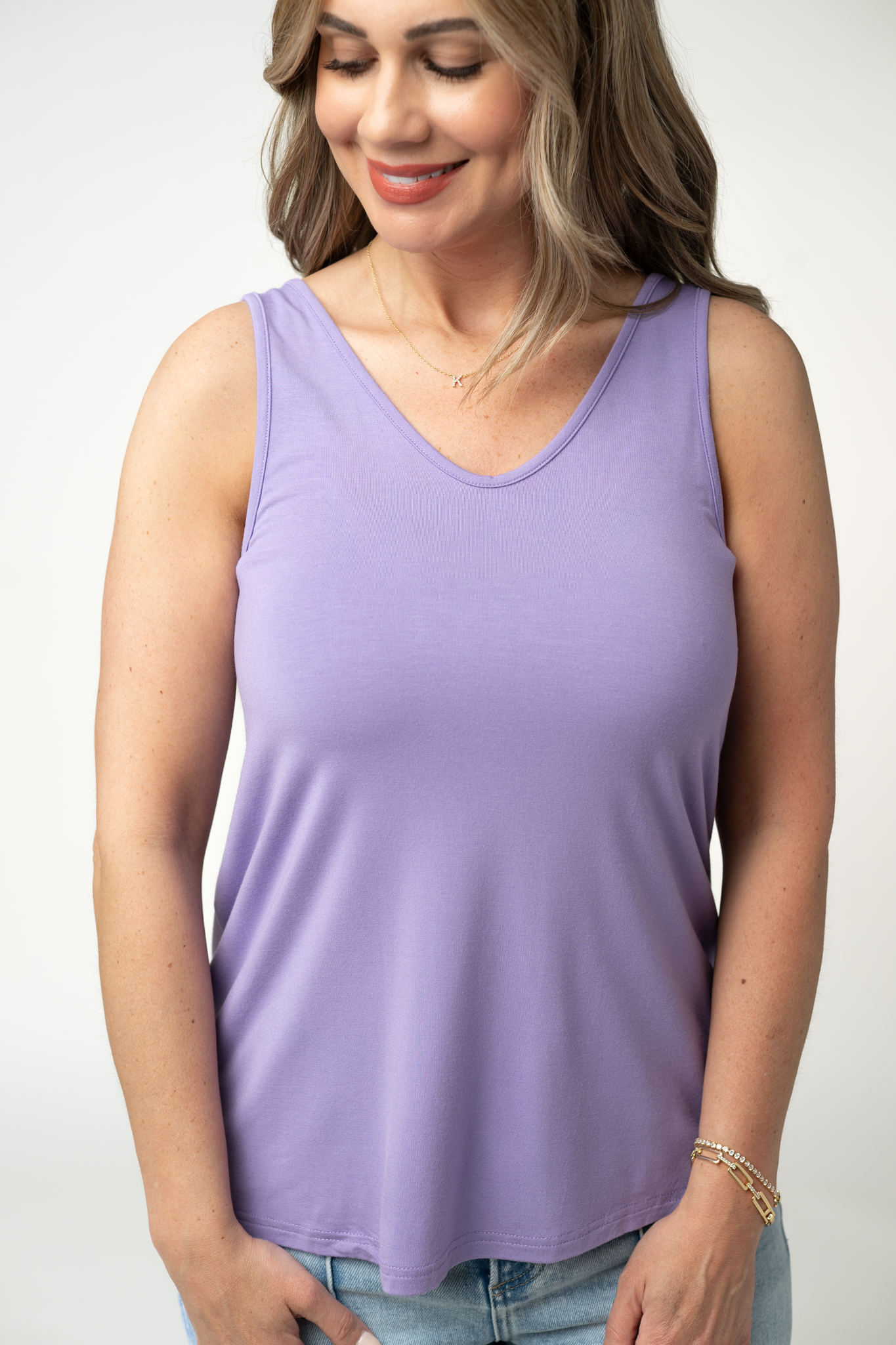 Michelle Mae Vera V Neck Tank - Lavender