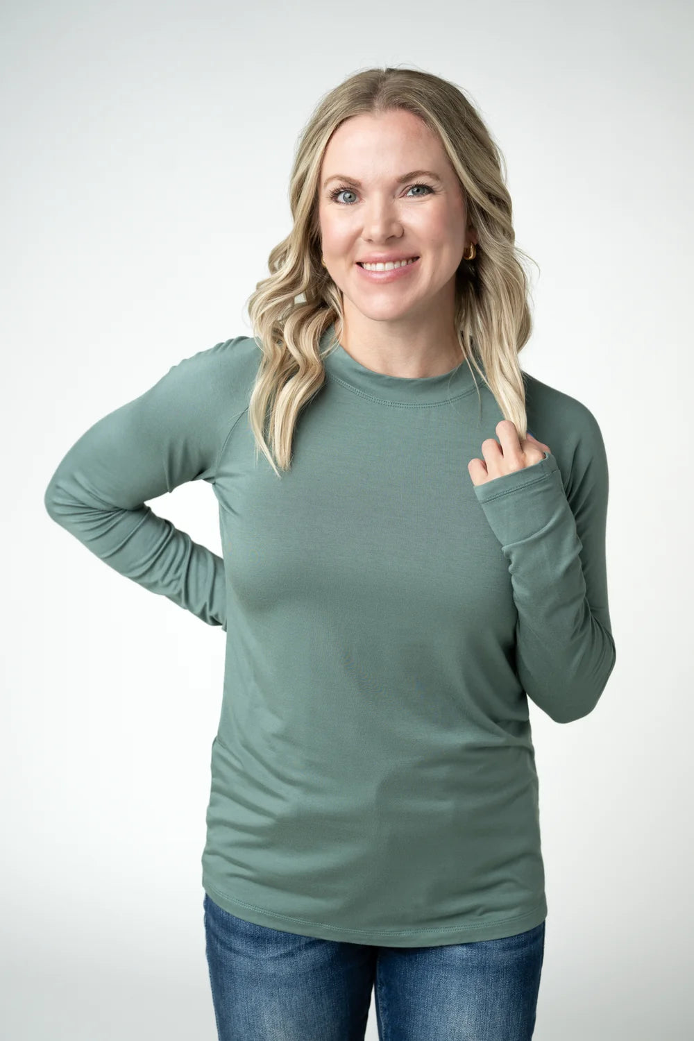 Michelle Mae Blair Long Sleeve Top - Dusty Jade