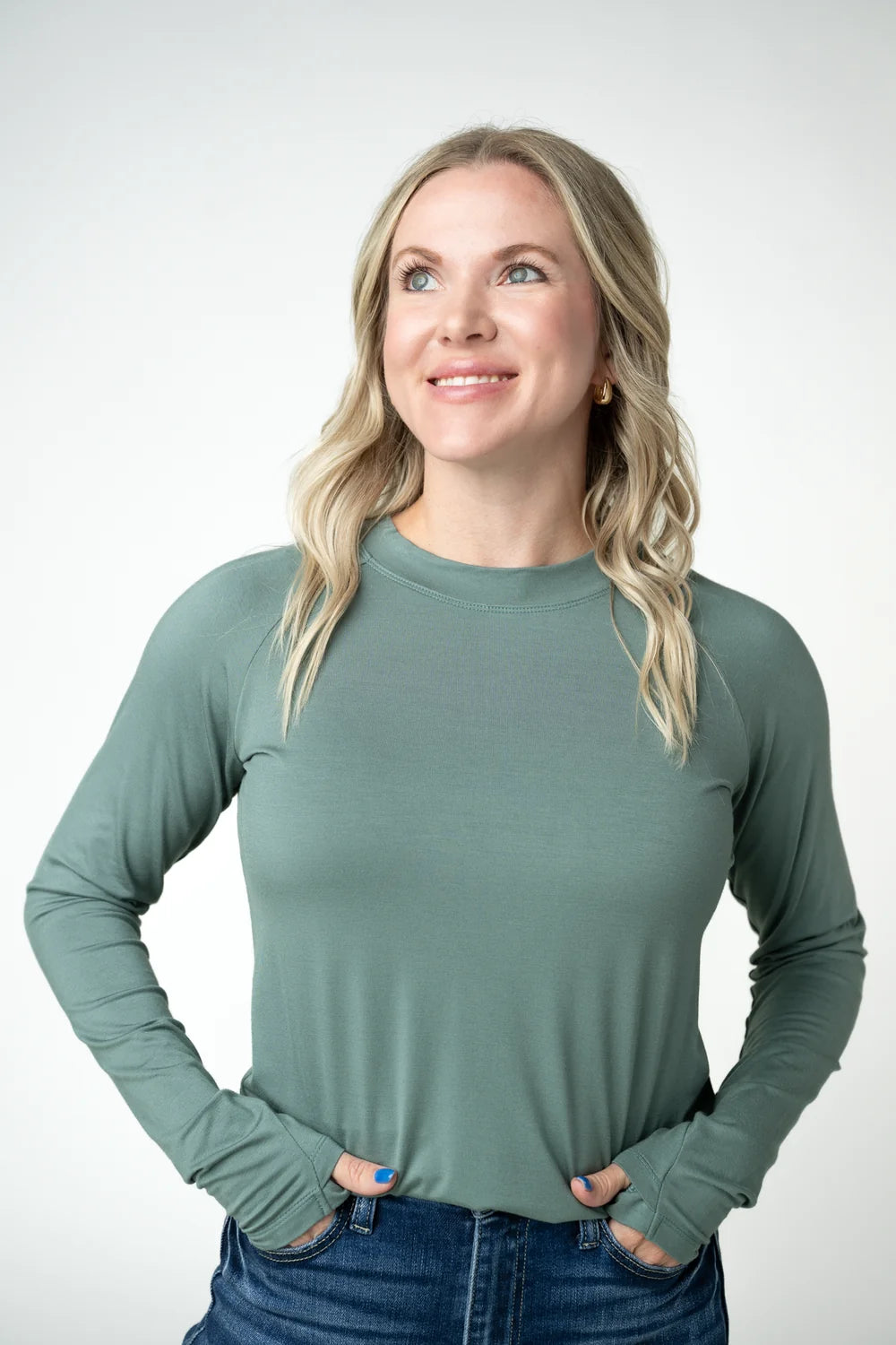 Michelle Mae Blair Long Sleeve Top - Dusty Jade