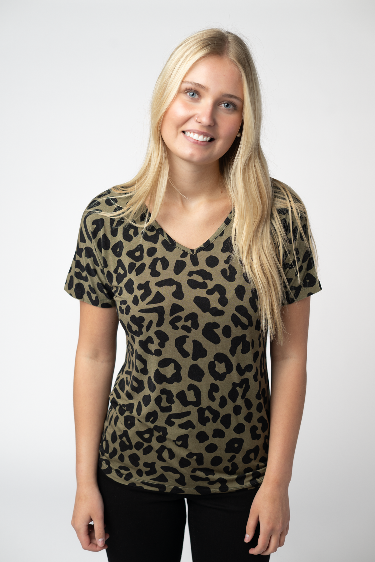 Michelle Mae Chloe Cozy Top - Olive Animal Print