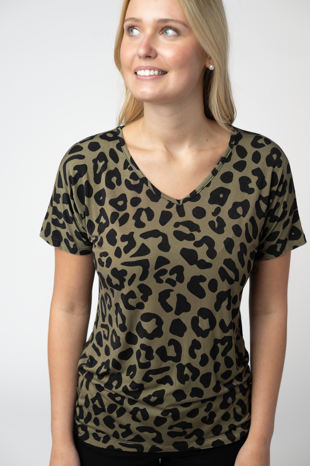Michelle Mae Chloe Cozy Top - Olive Animal Print