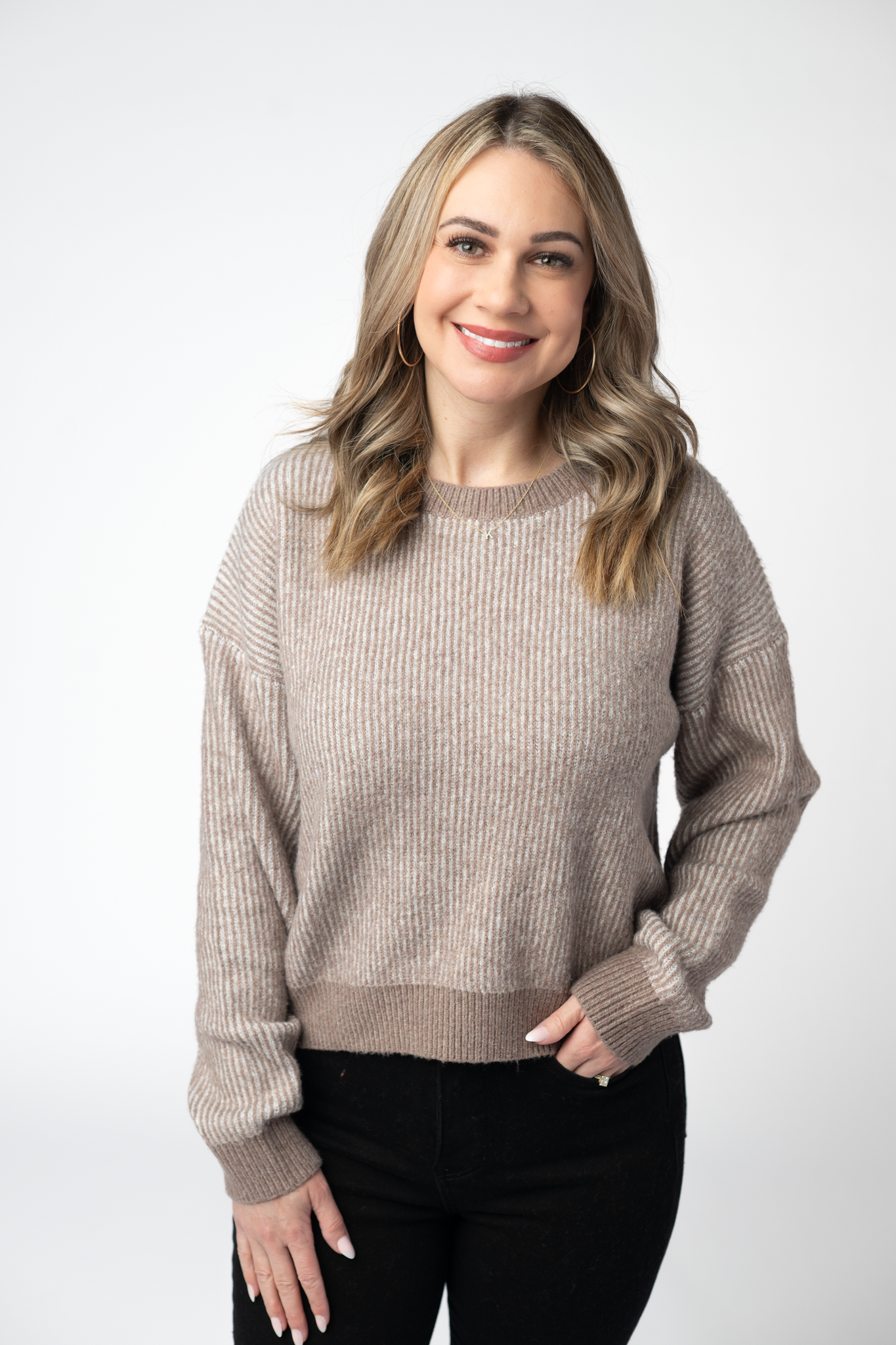 Michelle Mae Josie Cozy Crew Sweater - Mocha