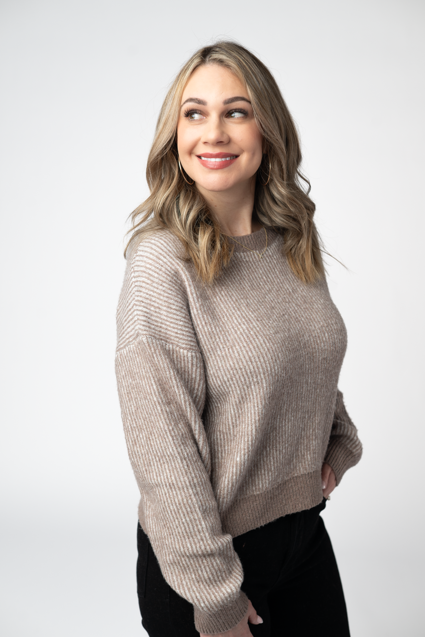 Michelle Mae Josie Cozy Crew Sweater - Mocha
